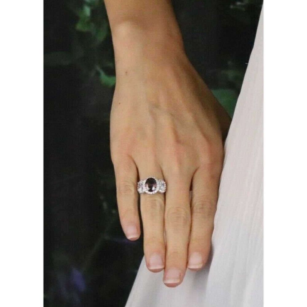 Sterling Silver Brown and White CZ Ring Size 5 1/4 Sparkly Beautiful - Picture 2 of 7